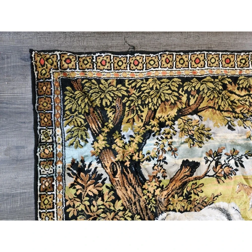 Vintage Tapestry horses in a field pasture scene 72 x48.5